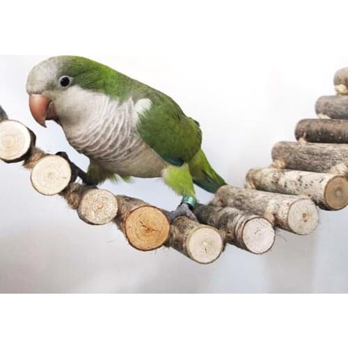 Parrot Bridge Cage Bird Cage Toys for Parrots Reliable & Chewable Swing Hanging Chewing Bite Bridge Wooden Beads Ball Bell Toys