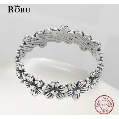 925 Silver Small Daisies Ring For Women Flower Vintage Processing Real Sterling Silver Boho Accessories Minimalism Jewelry