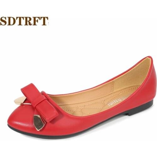 SDTRFT Four Season Slip On solid colors Basic Shoes Designers Lazy Bowknot Woman Flats Red Loafers Comfortable zapatos mujer