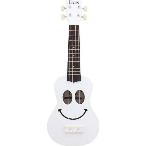 Ukulele 21 Inch Sapele Hawaii White Smiley 4-String Guitar Concert Ukulele for Beginners Children UK2145