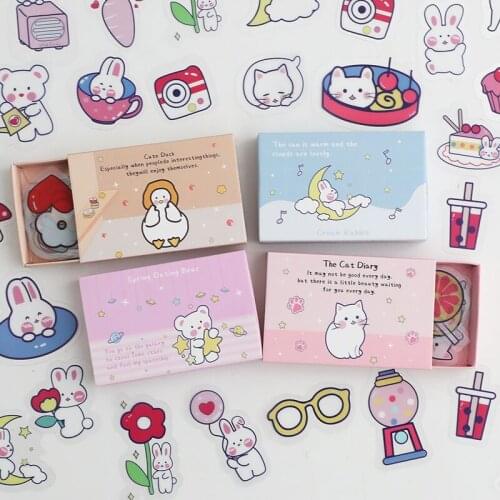 MINKYS New Arrival 40pcs/Pack Cute Cat Bear Rabbit Scrapbooking Stickers Decorative Sticker Kids Gift Kawaii School Stationery