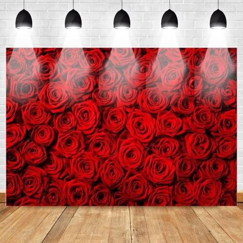 MOCSICKA Red Rose Floral Wedding Photography Backdrop Valentines Day Party Photo Backdrop for Photo Booth Props Pictures Vinyl