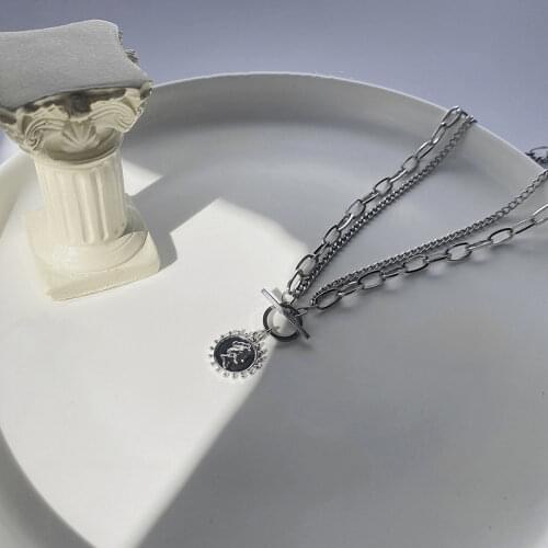 Fashion Jewelry Multilayer Necklaces For Women Portrait Pendant Vintage personality Sweater chain Collar Statement Hip-hop Style