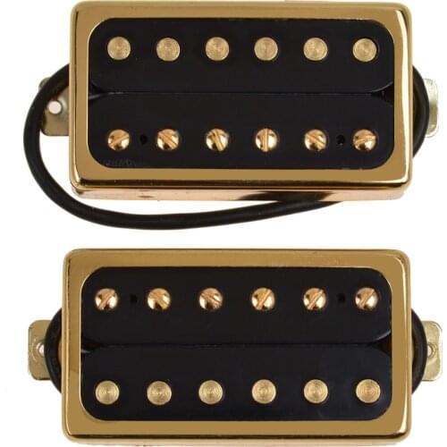 Kmise Electric Guitar Pickups Humbucker Double Coil Pickup Bridge Neck Set Guitar Parts Accessories Black with Chrome Gold Frame
