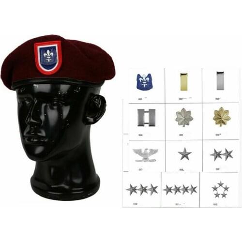 New US AIRBORNE DIVISION Maroon Beret ARMY SPECIAL FORCES RED WOOL Maroon Beret CAP & INSIGNIA Military HAT