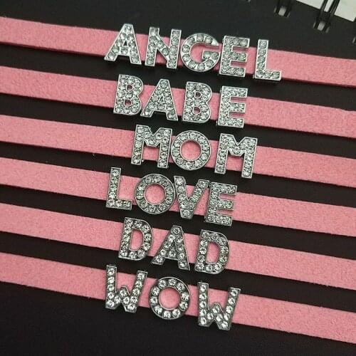 Pink Leather DIY Personalized Bling Rhinestone Letter Customized Name Necklaces Choker Collar for Women Mens Cosplay Jewelry