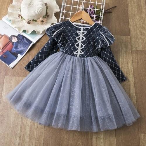 Girls Snow Queen Princess Dress Spring Autumn Kids Cute Puff Sleeve Party Dresses 2-7 Years Children Fashion Costumes vestidos