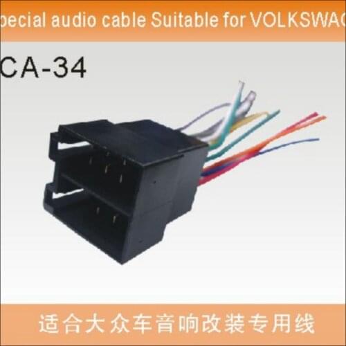 Plugs Into Factory Harness For Volkswagen Radio Power Wire Adapter / Aftermarket Stereo Cable / Male DIN To ISO