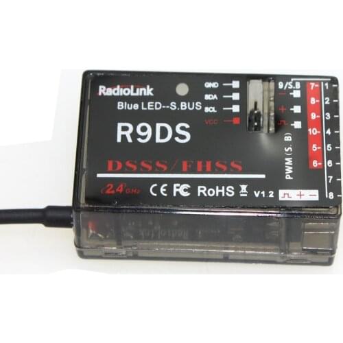 RadioLink R9DS 2.4G 9CH DSSS Receiver for AT9 AT10 Transmitter RC Helicopter Multirotor Support S-BUS F10491