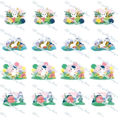 WL 16-75mm Bunny and Easter Egg Printed Grosgrain Ribbon Gift Wrapping Hair Accessories Christmas Diy Sewing Animal Collar