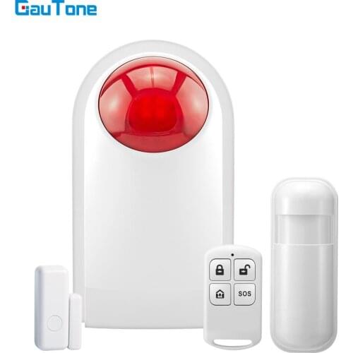GauTone 433MHz Flashing Alarm Wireless Siren Sensor Indoor for Home Security GSM Alarm System Connect to PIR Remote Control