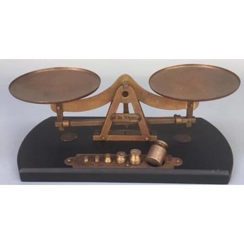 Ancient Chinese Handmade Copper Sculpture Pure Brass Carved Balance, Ancient Weighing Tool Home Furnishing Decoration