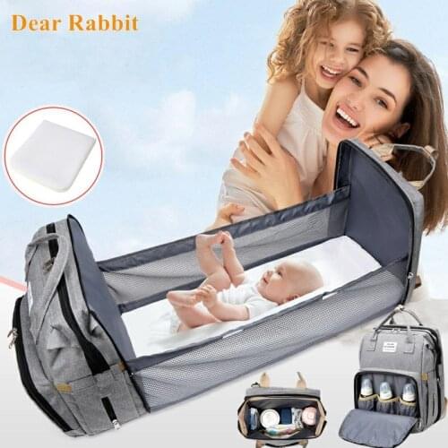 Baby Diaper Bag Bed Backpack For Mom Maternity Bag For Stroller Nappy Bag Large Capacity Nursing Bag for Baby Care Upgrade Hooks