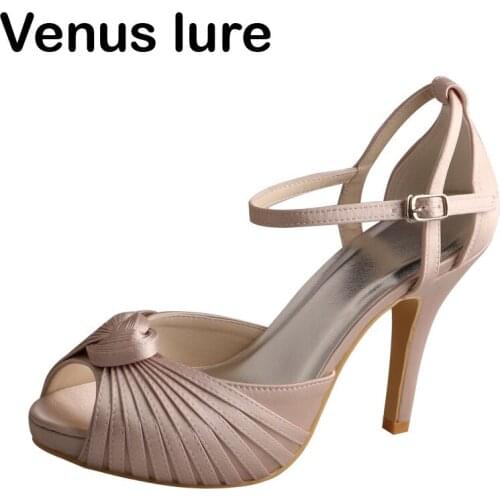 23 Colors Platform Peep Toe Wedding High Heels for Bride Nude Color Sandals