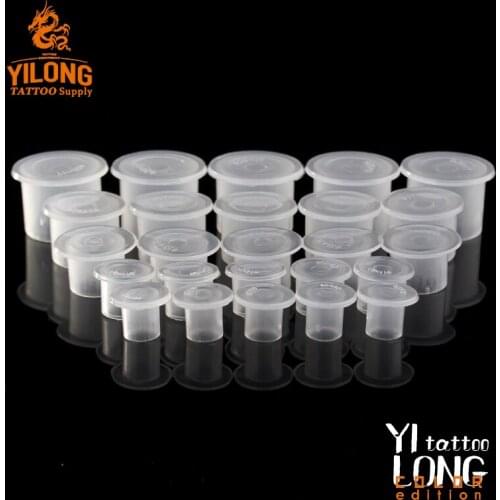 YILONG 500pcs 17mm Plastic Disposable Tattoo Ink Large Size Holder Cups Pigment Supplies Permanent Makeup