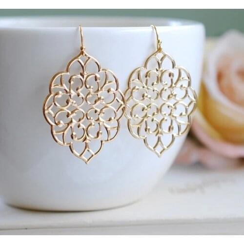Women Boho Bohemian Moroccan Filigree Dangle Earrings Wedding Jewelry Gifts For Her