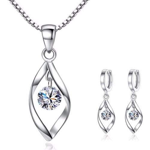 Zircon Necklace Earrings Women Jewelry Sets Fashion Body Accessories Titanium Pendant Necklace Set Woman Ears precjoza 2020