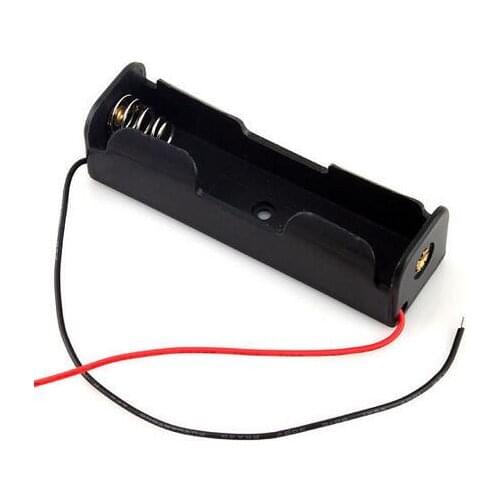 10 Pcs Small Plastic battery case shell 1 x 18650 Battery 3.7V Clip Storage Holder Box Case Black With Wire Lead