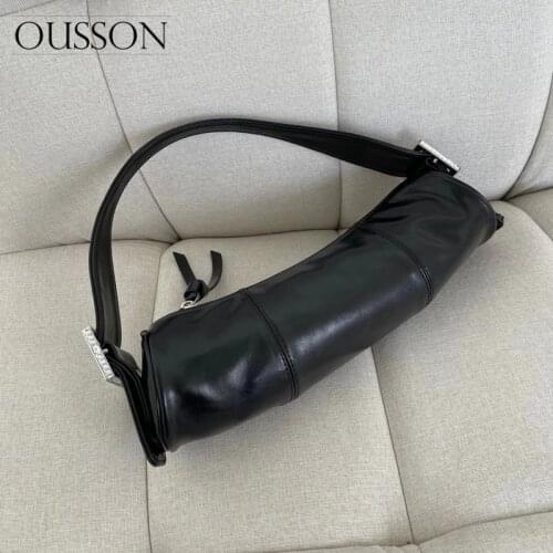 2021 New Handle Bag Women Retro Barrel-Shaped High Quality Leather Shoulder Bag Exquisite Female Retro Underarm Bag