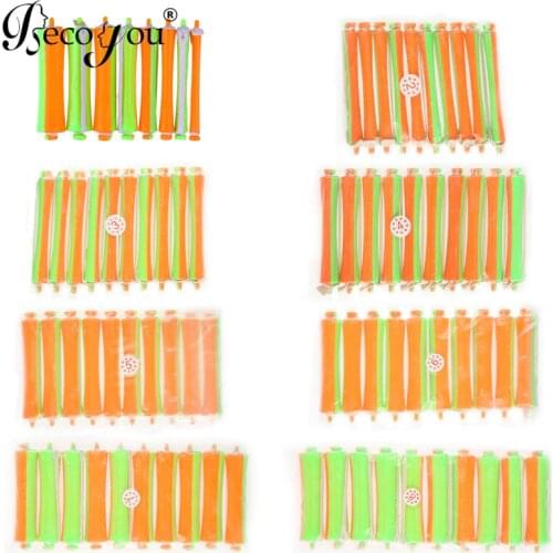 80PCS Assorted Sizes Plastic Hair Curler Roller Perm Rods with Rubber Band for Girls Women Home Salon Hair Styling Tools