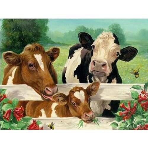 New Diy Full Square Round Diamond Embroidery 5D Cattle Animal Painting Cross Stitch Picture Handcraft Mosaic Home Decoration
