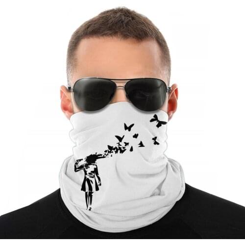 Banksy Butterfly Girl Street Scarf Half Face Mask Fashion Neck Gaiter Tubular Bandanas Windproof Headwear Outdoor Hiking