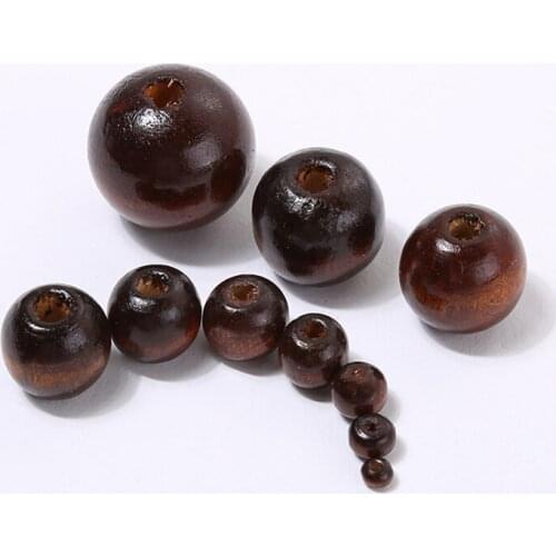 DIY Natural Round Wood Beads Spacer Wooden Beads Eco-Friendly Wood Balls for Jewelry Making cuentas de madera Dark Brown 8-25mm