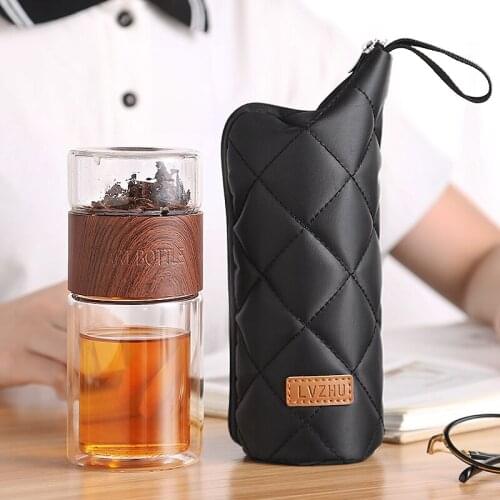Tea Water Bottle Travel Drinkware Portable Double Wall Glass Tea Infuser Tumbler Stainless Steel Filters The Tea Filter