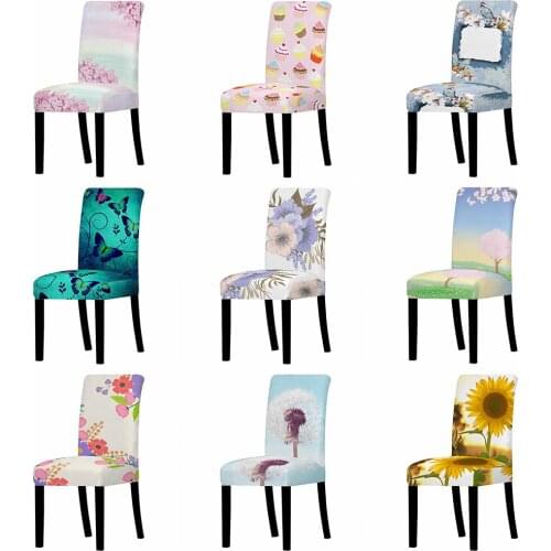 Flowers Big Elastic Chair Cover Universal Size Cartoon Stretch Chair Cover Seat Slipcovers For Dining Room Hotel Banquet Wedding