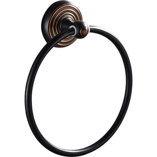 Black Brushed Toilet Towel Ring Antique Copper Towel Bar Bathroom Products Wall Mounted Bath Towel Holder