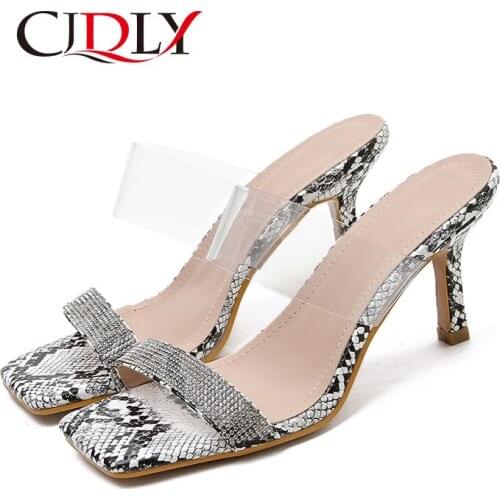 CJDLY Snakeskin print High Heels Women Pumps Rhinestone Heels Ladies Shoes Classic Pumps Plus Shoes Women Buckle Strap Sandals