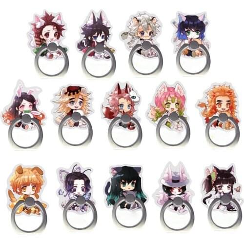 Anime Demon Slayer Kimetsu no Yaiba Phone Holder Kamado Tanjirou Phone Stand Acrylic Mobile Phone Finger Ring Holder