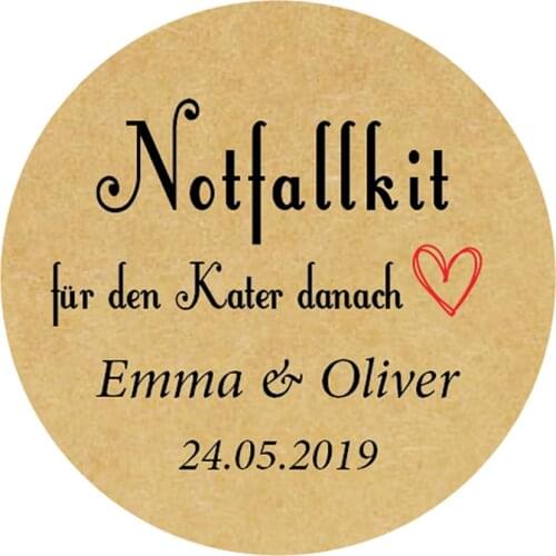 DouxArt 100pcs Stickers Personalized Wedding, Hangover Kit, 40mm Wedding Favour Decoration Gift Labels Seals - Add Names & Date