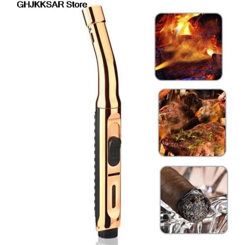 1PC Super Long Kitchen Cooking Torch Lighter Metal Gas Lighter Cigar Cigarette Lighters Smoking Accessories Gadgets For Men
