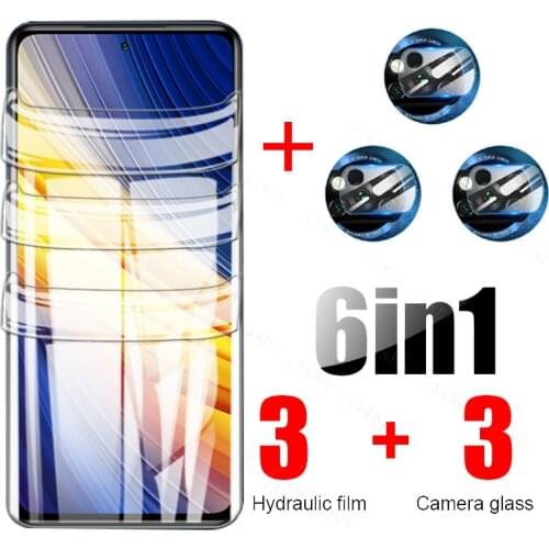 6-in-1 Hydrogel film Screen Protectors for Xiaomi Mi Poco X3 Pro F3 M3 Camera Tempered glass for Redmi Note 10 9 Pro 9s 9t 8t