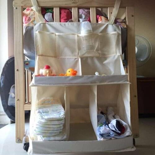 Hot Sale Baby Bed Hanging Organizer Bag Waterproof Baby Diapers Clothes Feeding Bottle Toys Accessories Crib Bed Organizer Bags