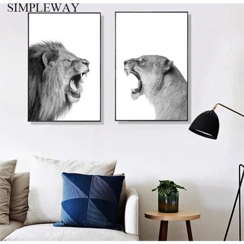 Black White Animal Canvas Poster Lion Wall Art Print Minimalist Painting Nordic Style Decoration Picture Modern Home Room Decor