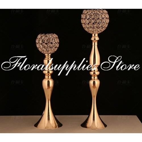 Crystal Candle Holders Metal Candlesticks Stand Wedding Table Centerpieces Party Holiday Home Decoration 10PCS/LOT