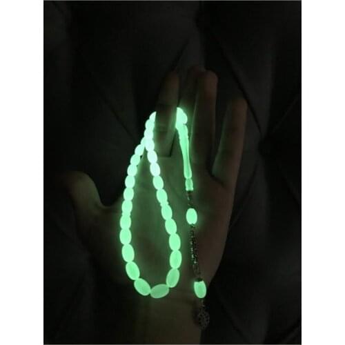 Capsule Cut Night Burning Luminous Phosphorous Powder Amber Rosary