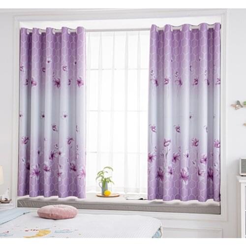 Purple Flower Short Curtains For Bedroom High Quality Window Drapes for Living Room Beautiful Printed Blackout Curtain