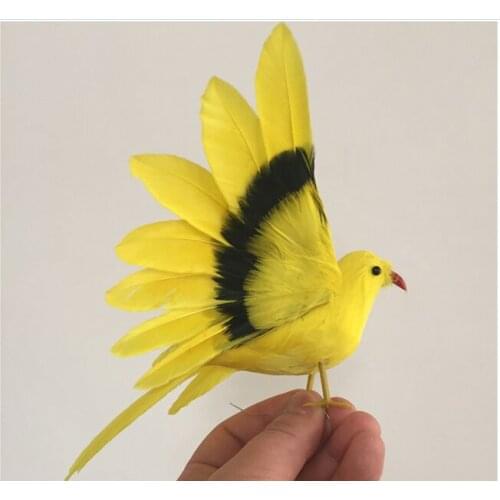 Mini simulation yellow&black bird model plastic & furs wings bird model gift about 15cm 0675
