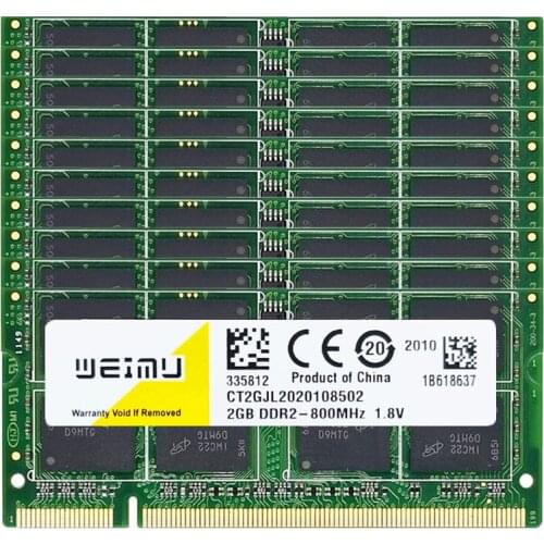 WEIMU 100X2GB DDR2 800MHz SODIMM RAM (PC2-6400) CL6 200Pin 1.8V Non-ECC Unbuffered Laptop Memory Upgrade Stick