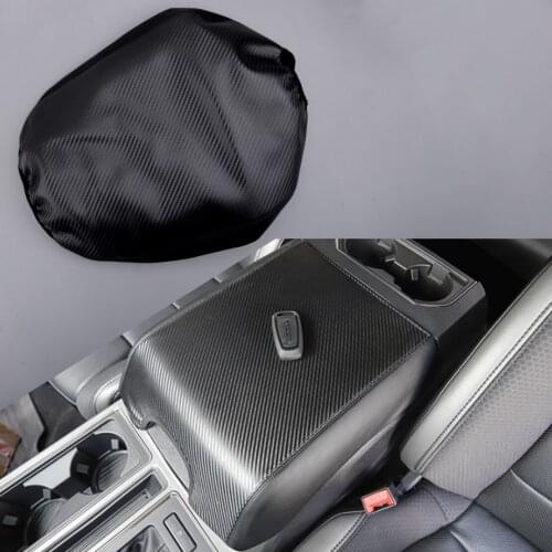 Carbon Fiber Style Black Center Console Armrest Box Lid Cover Protector Fit For Ford F150 2015 2016 2017 2018 2019 2020