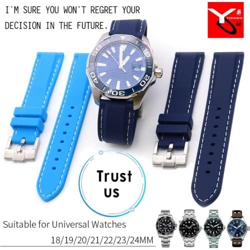 18/19/20/21/22/23/24mm Silicone Rubber Band Watch Strap Universal Watch Bracelets for Role IWC Seiko Longines Omega Seamaster
