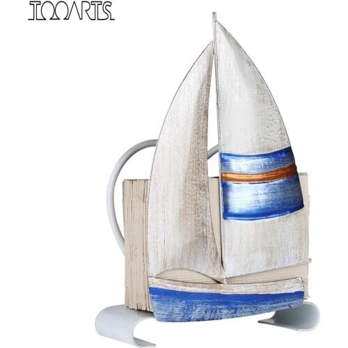 Tooarts Sailing Boat Napkin Holder Iron Napkin Holder Ornament Hotel Paper Case Kitchen Paper Holder Table Decoration