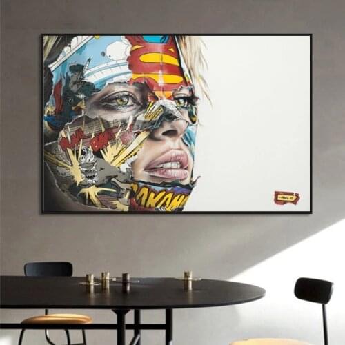 Sandra Chevrier Sexy Abstract Graffiti Girl Portrait Posters and Prints Canvas Painting Wall Pictures For Living Room Home Decor