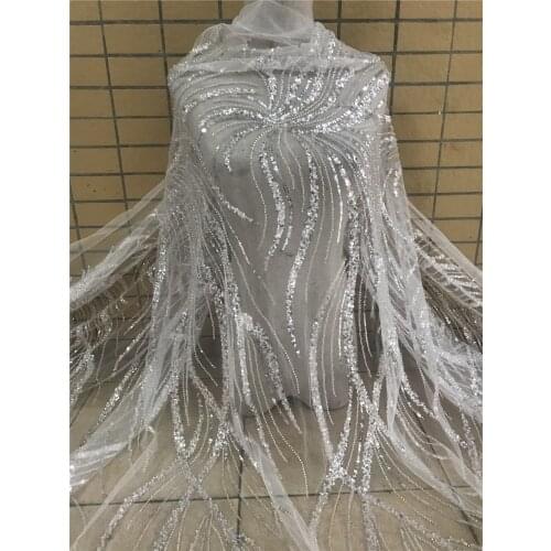 Sequins Mesh Net Lace Fabrics High Quality African Sequin and beads Tulle For J-3186813 Women Evening Dress Lace