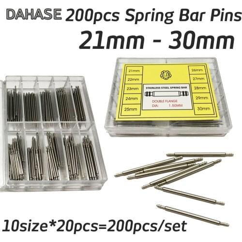 Long 200PCS Watch Band Spring Pins Repair Tool Bar for Watch Strap Release Spring Bars Pin 21 22 23 24 25 26 27 28 29 30mm