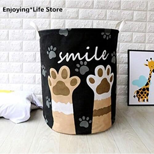 Collapsible Laundry Basket with Handle Canvas Basket for Storage Box Household Organizing Supplies Clothes Basket