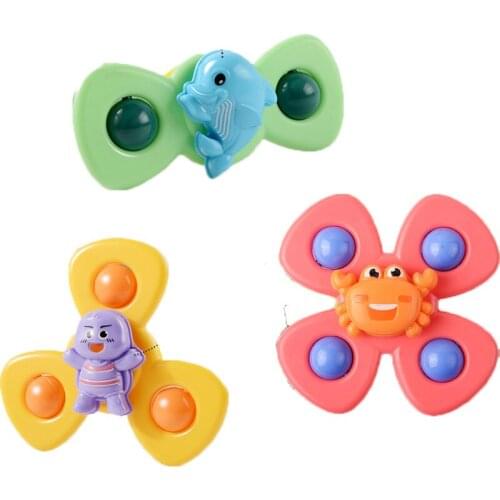 Rotating Cartoon Suction Cup Rotary Table Toy Baby Fun Dining Table and Chair Baby Children Bath Fingertip Gyro spinner ring